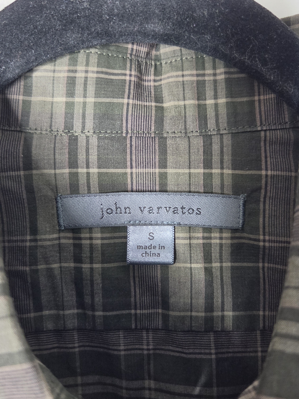 John Varvatos Green Plaid Cotton Button Up Shirt - Picture 2 of 7